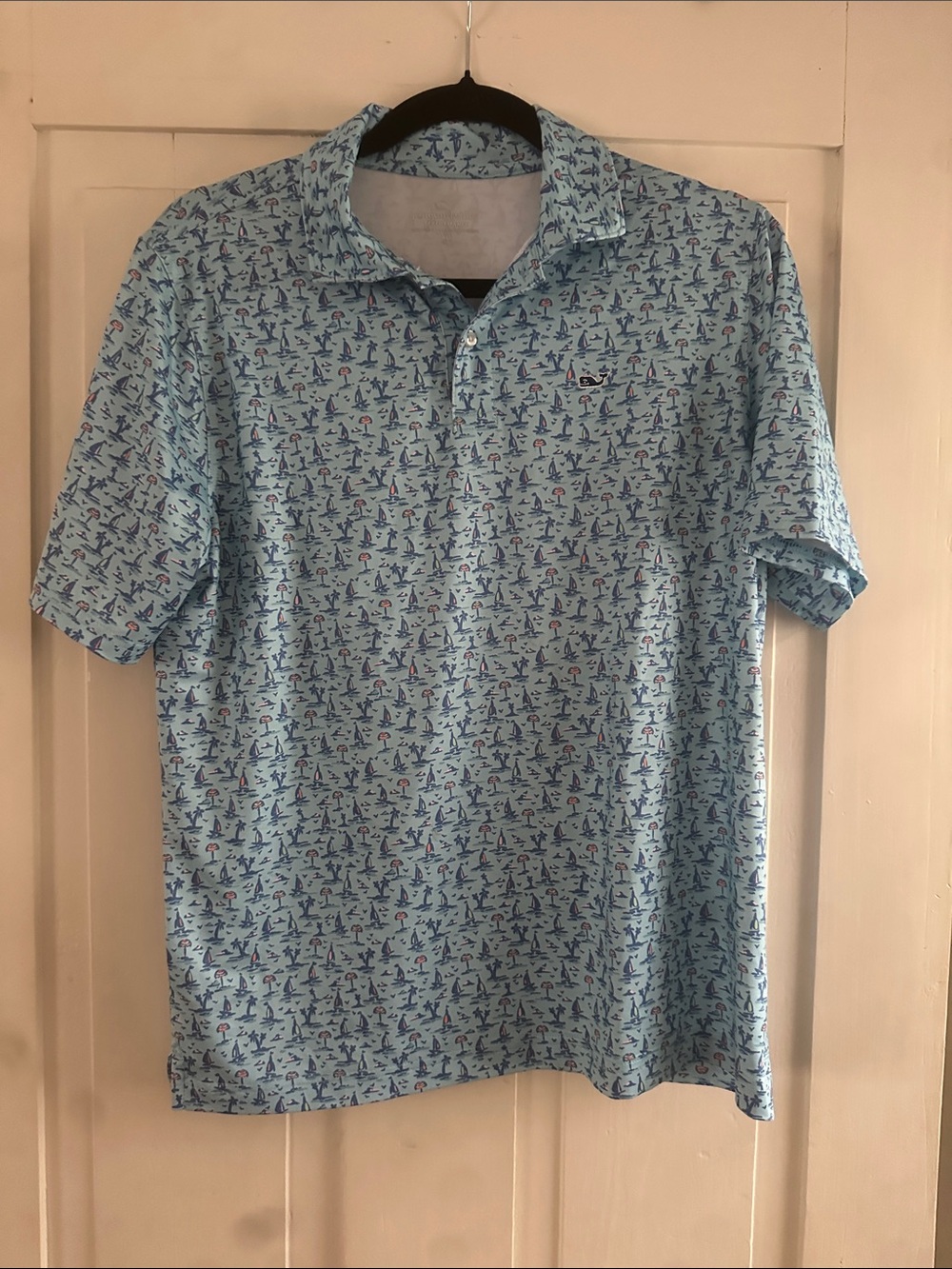 Boys vineyard vines Light Blue Printed Polo Shirt